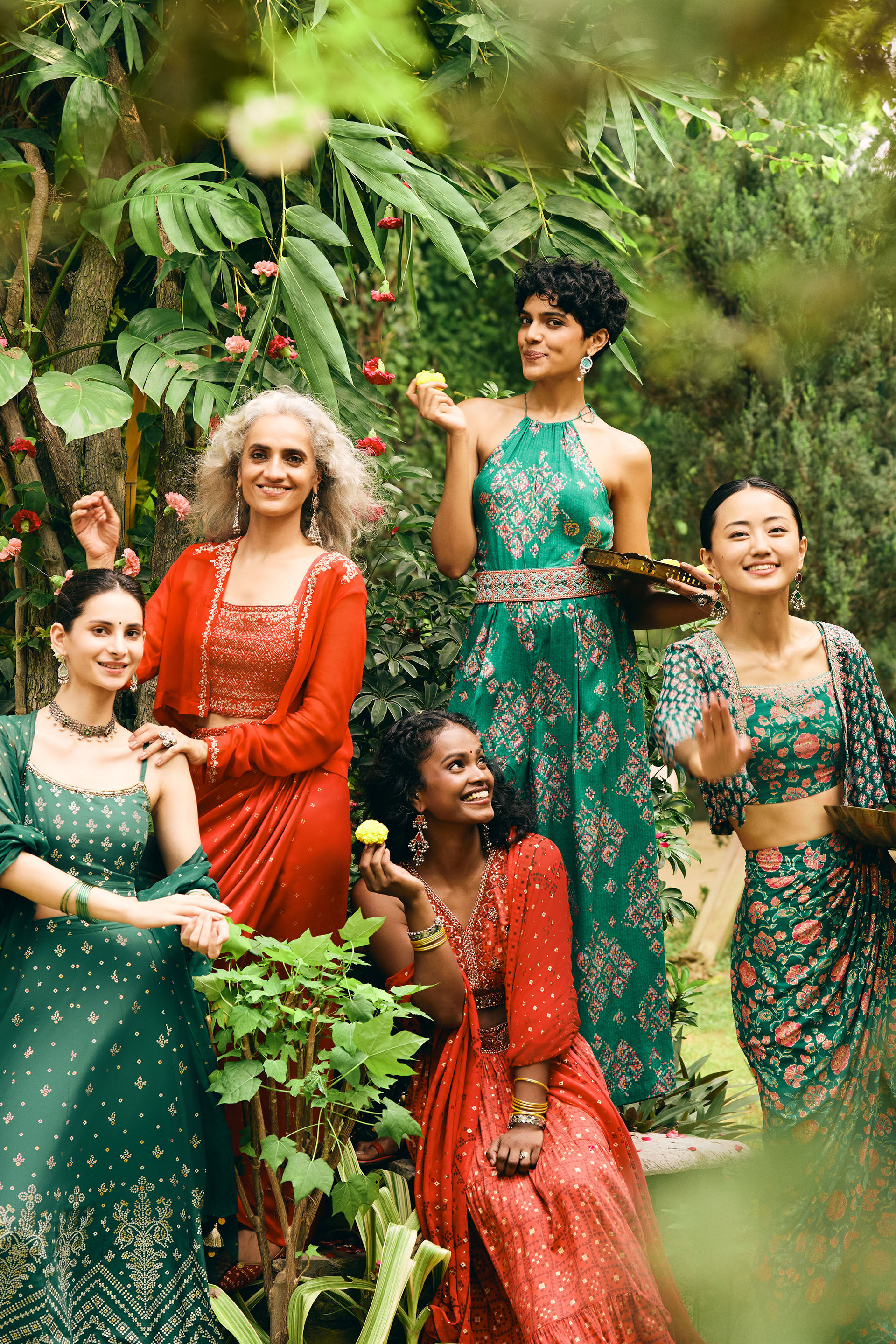 Gulzar Skirt Set, Green, image 7